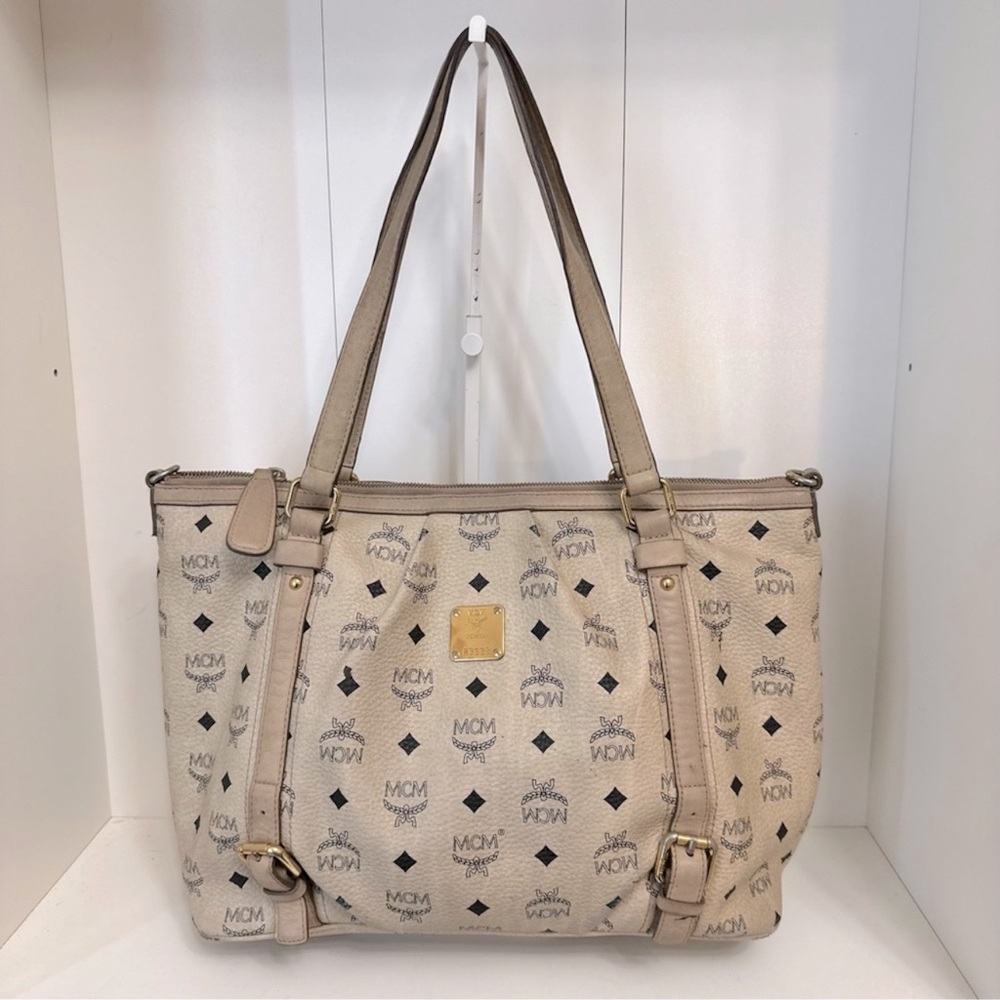 MCM Visetos 2-Way Tote in Beige